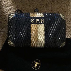 Sylvia Toledano Swarovski clutch "SFH" monogram